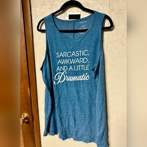 Torrid Blue Tank Top with White Text
